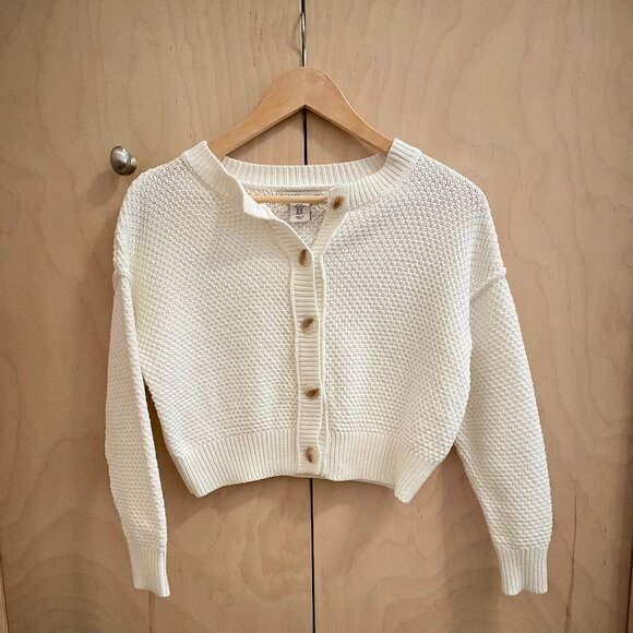 Sincerly Jules Sweaters - White Cropped Cardigan Sweater